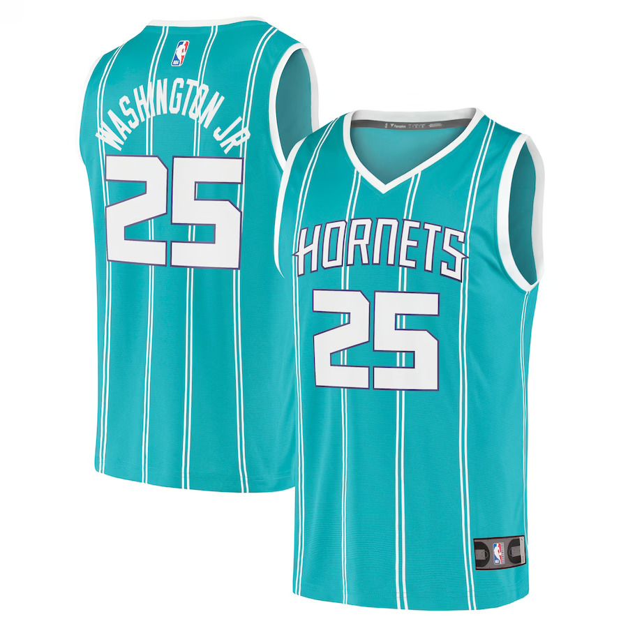 Men Charlotte Hornets #25 PJ Washington Jr Fanatics Branded Teal Fast Break Replica NBA Jersey
